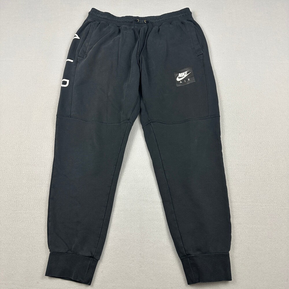 Nike Air Pants Men Extra Large Black Solid Tapered Fleece Joggers Sweatpants *